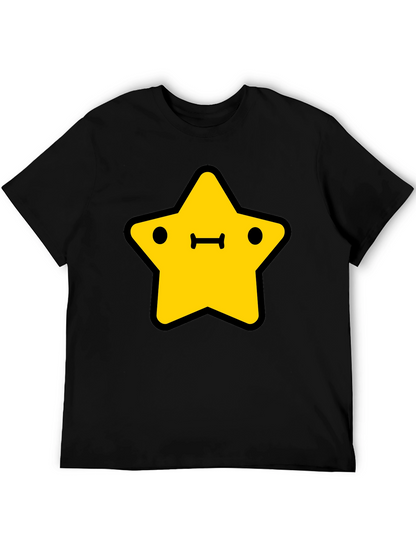 Cute Yellow Star Graphic Black T-Shirt