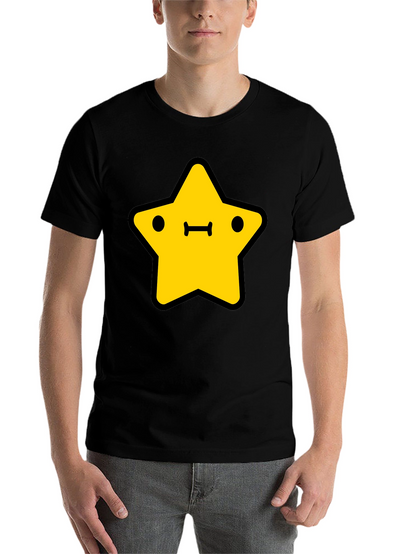 Cute Yellow Star Graphic Black T-Shirt
