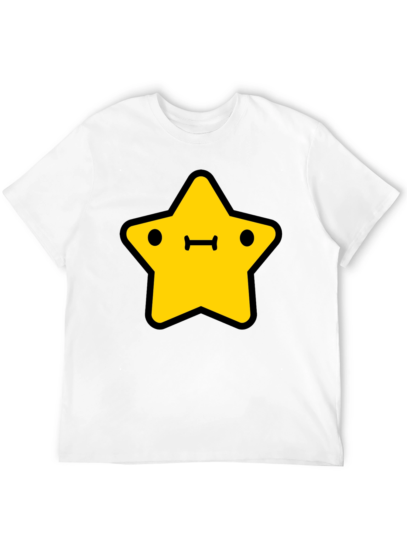 Cute Yellow Star Graphic Black T-Shirt