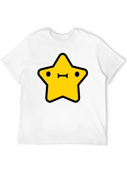 Cute Yellow Star Graphic Black T-Shirt