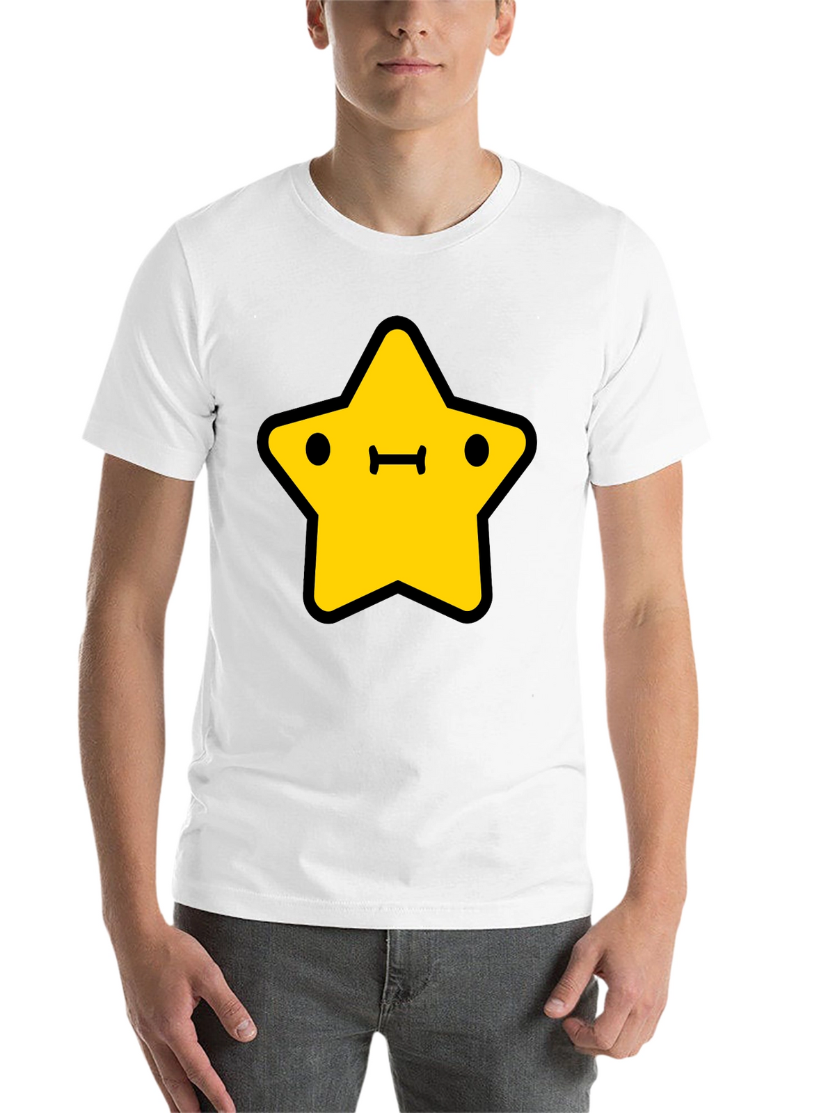 Cute Yellow Star Graphic Black T-Shirt
