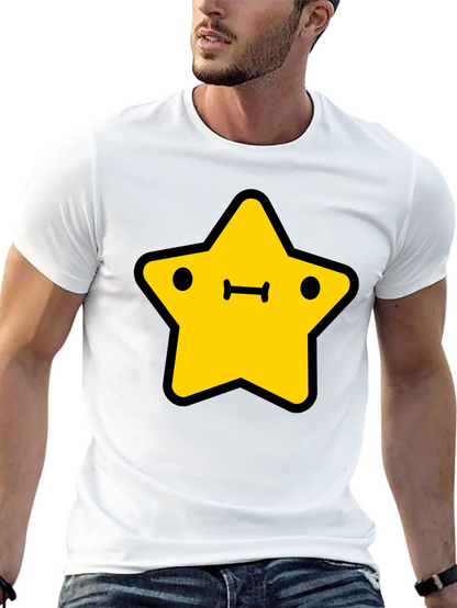 Cute Yellow Star Graphic Black T-Shirt