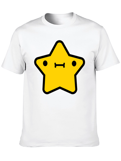 Cute Yellow Star Graphic Black T-Shirt