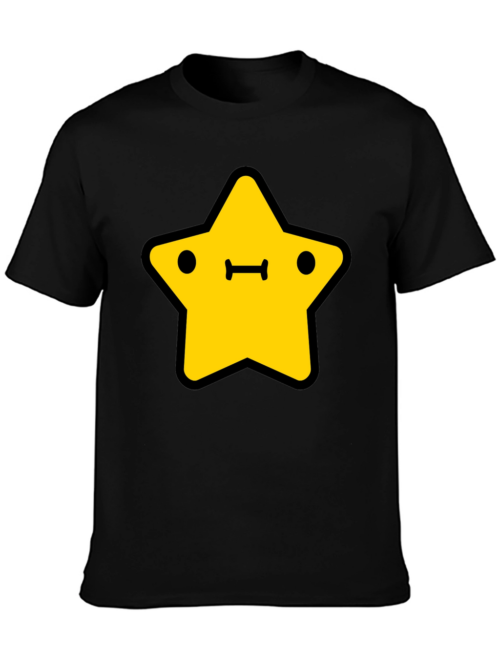 Cute Yellow Star Graphic Black T-Shirt