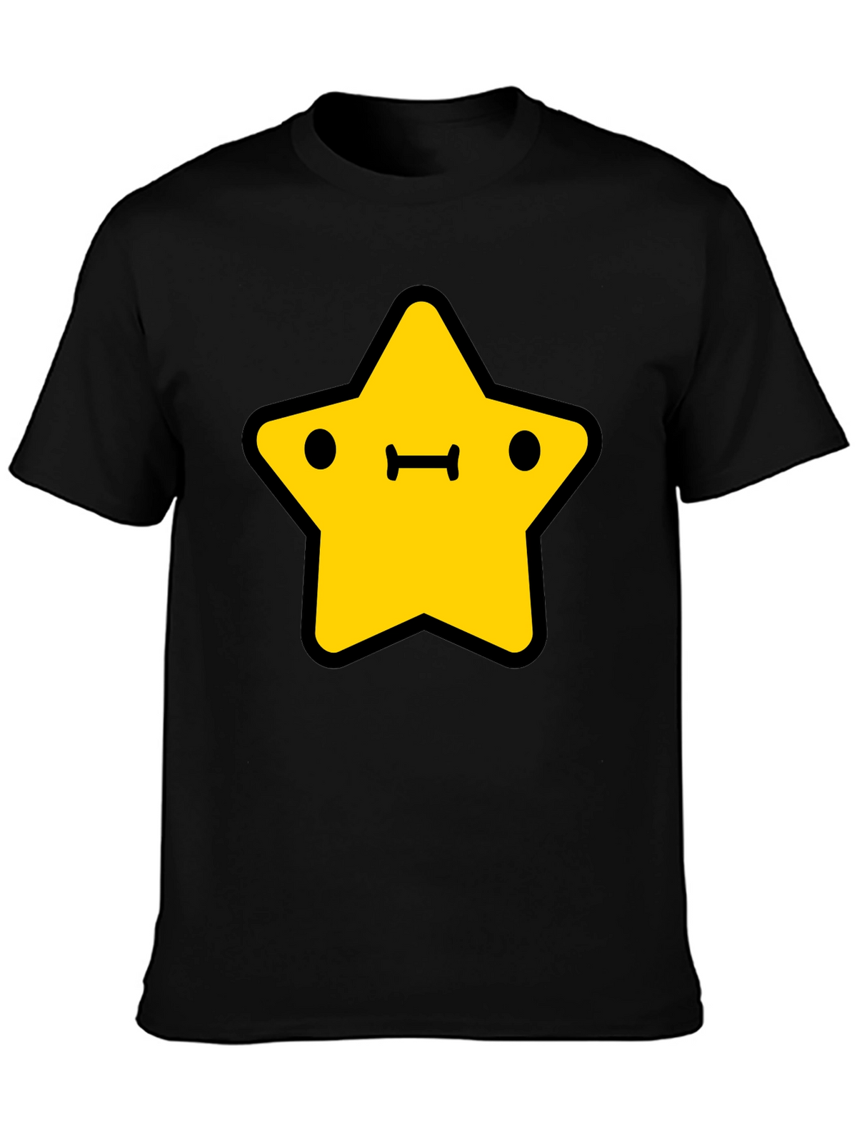 Cute Yellow Star Graphic Black T-Shirt