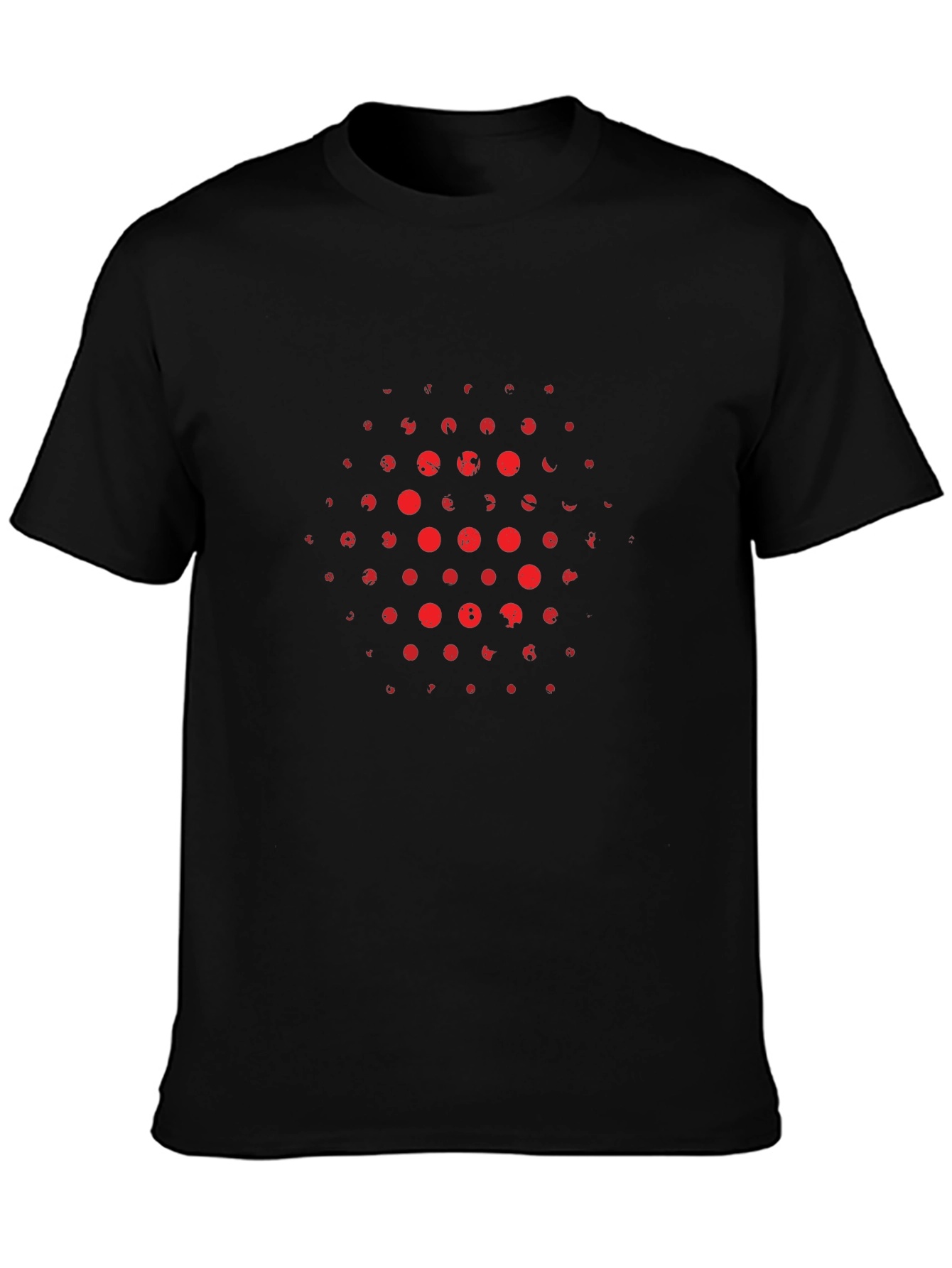 Abstract Red Dot Pattern Black T-Shirt