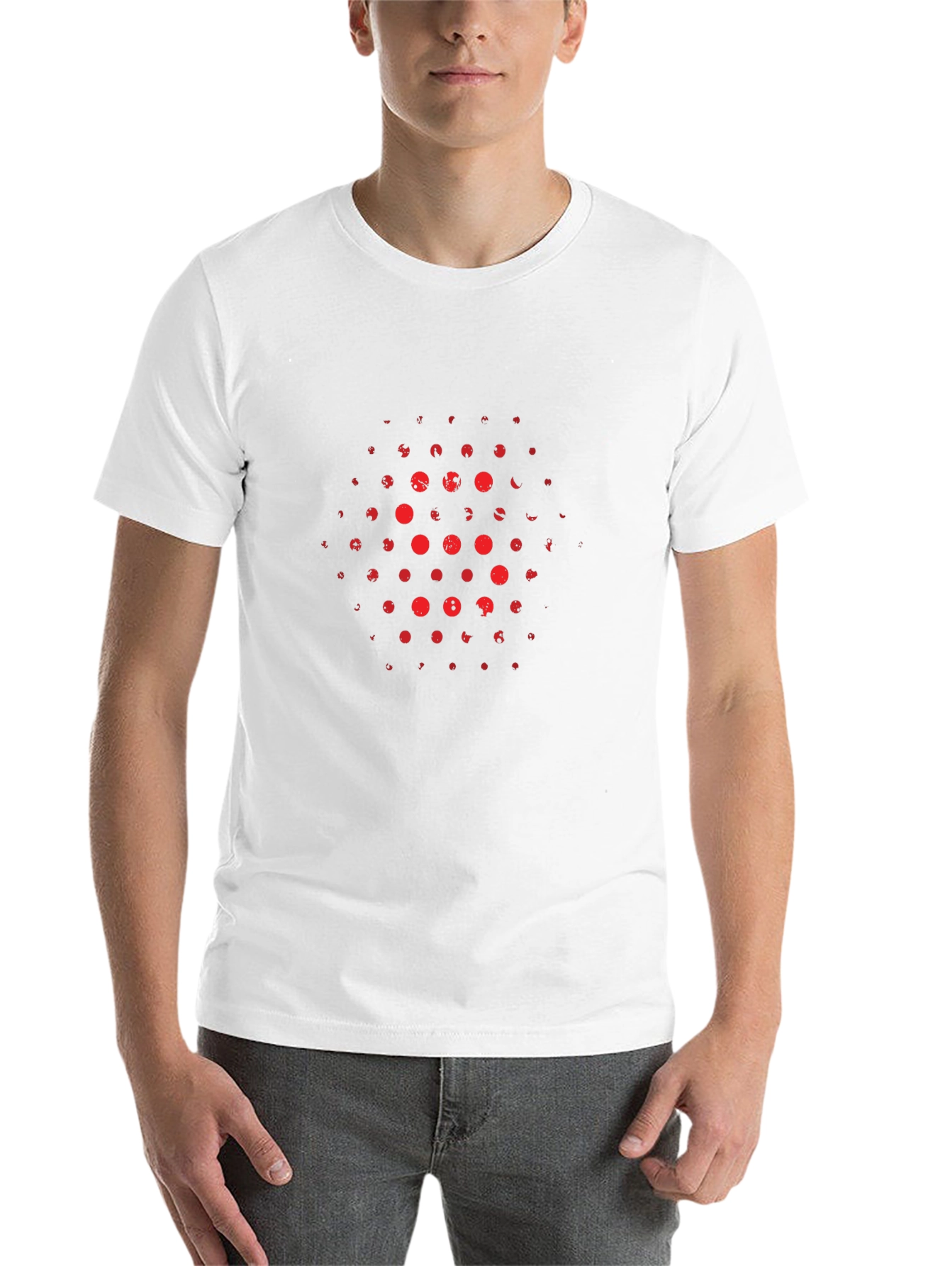 Abstract Red Dot Pattern Black T-Shirt