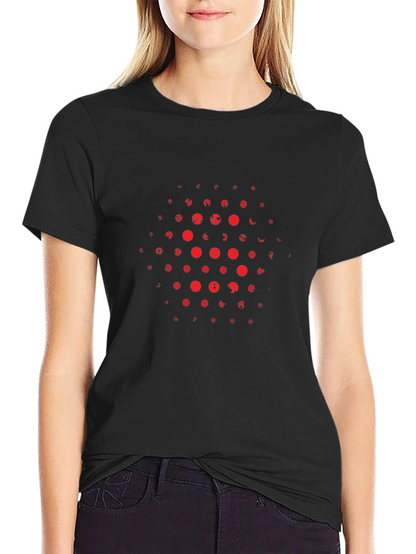 Abstract Red Dot Pattern Black T-Shirt