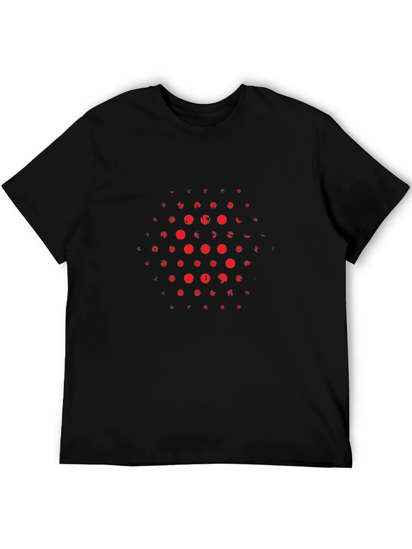 Abstract Red Dot Pattern Black T-Shirt