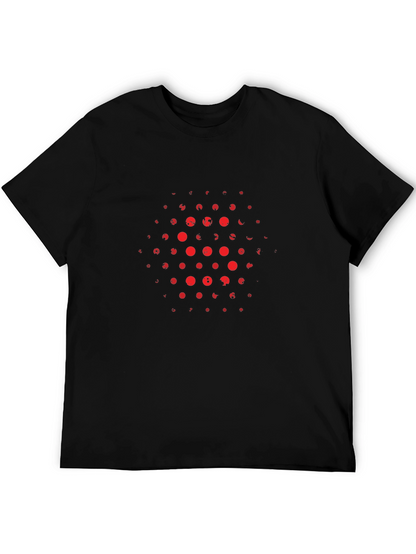 Abstract Red Dot Pattern Black T-Shirt