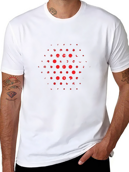 Abstract Red Dot Pattern Black T-Shirt