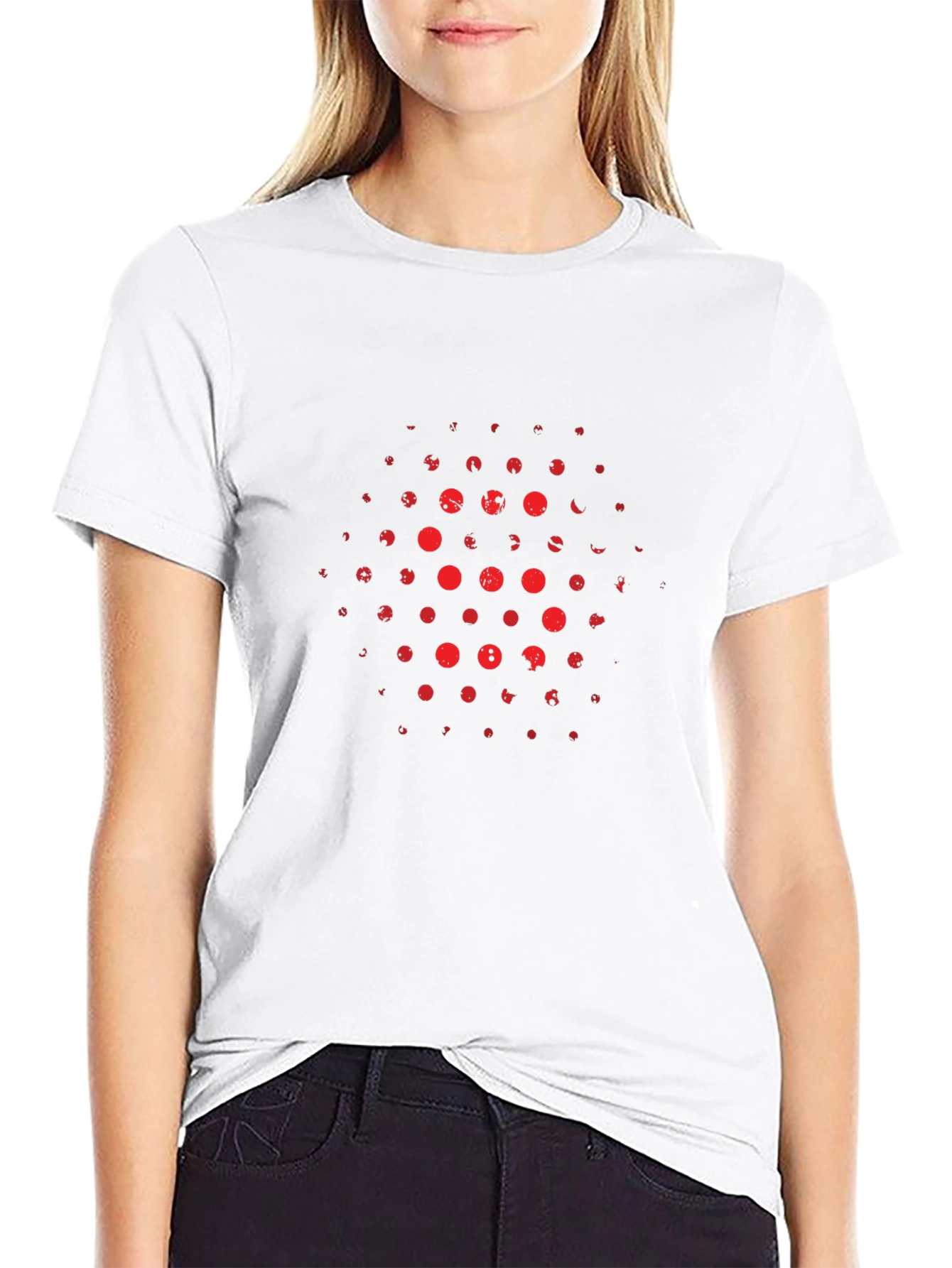 Abstract Red Dot Pattern Black T-Shirt