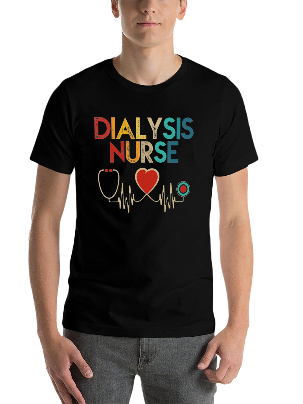 Dialysis Nurse T-Shirt Heartbeat Design
