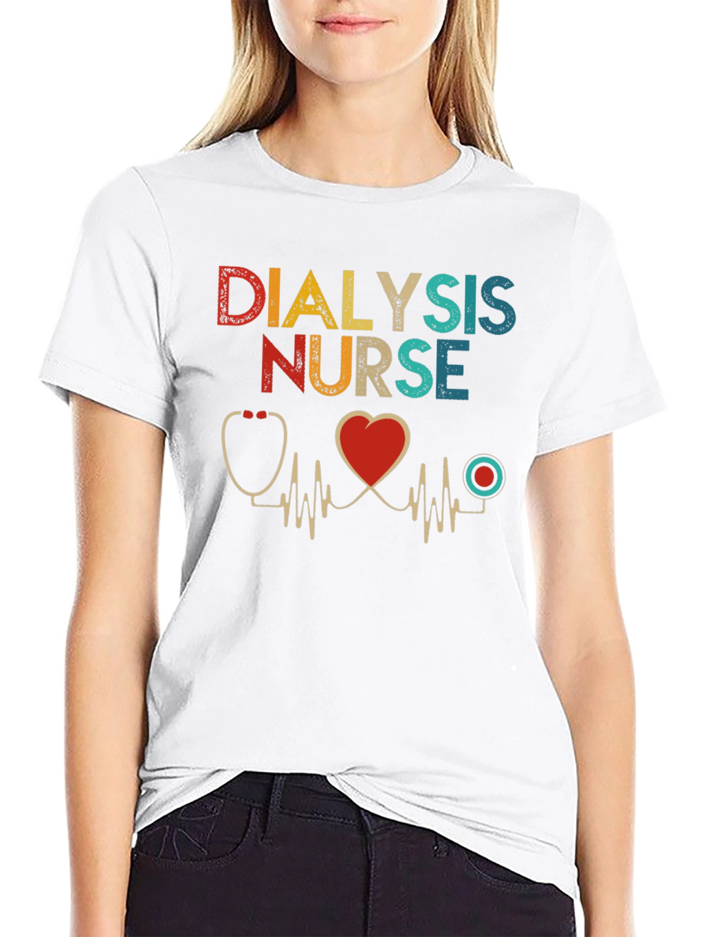 Dialysis Nurse T-Shirt Heartbeat Design