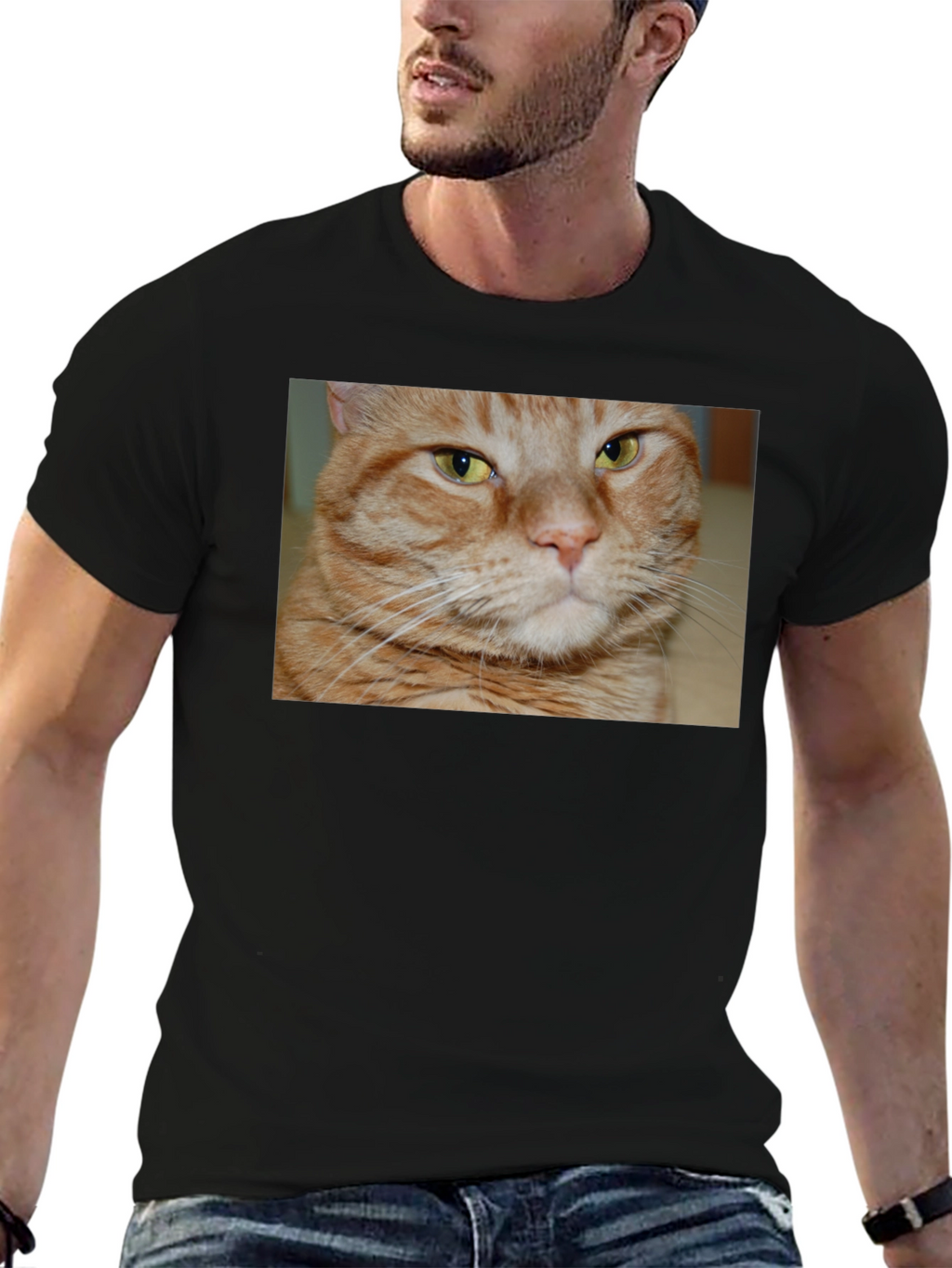Ginger Cat Graphic T-Shirt - Mens Black Tee