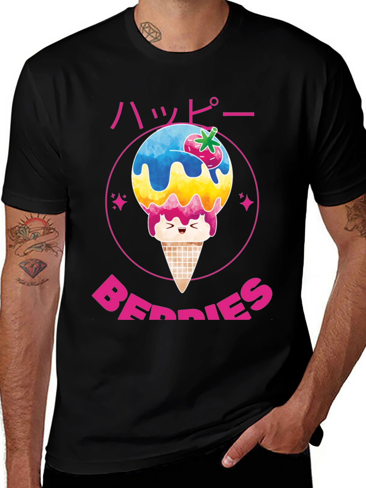 Happy Berries Ice Cream Graphic T-Shirt
