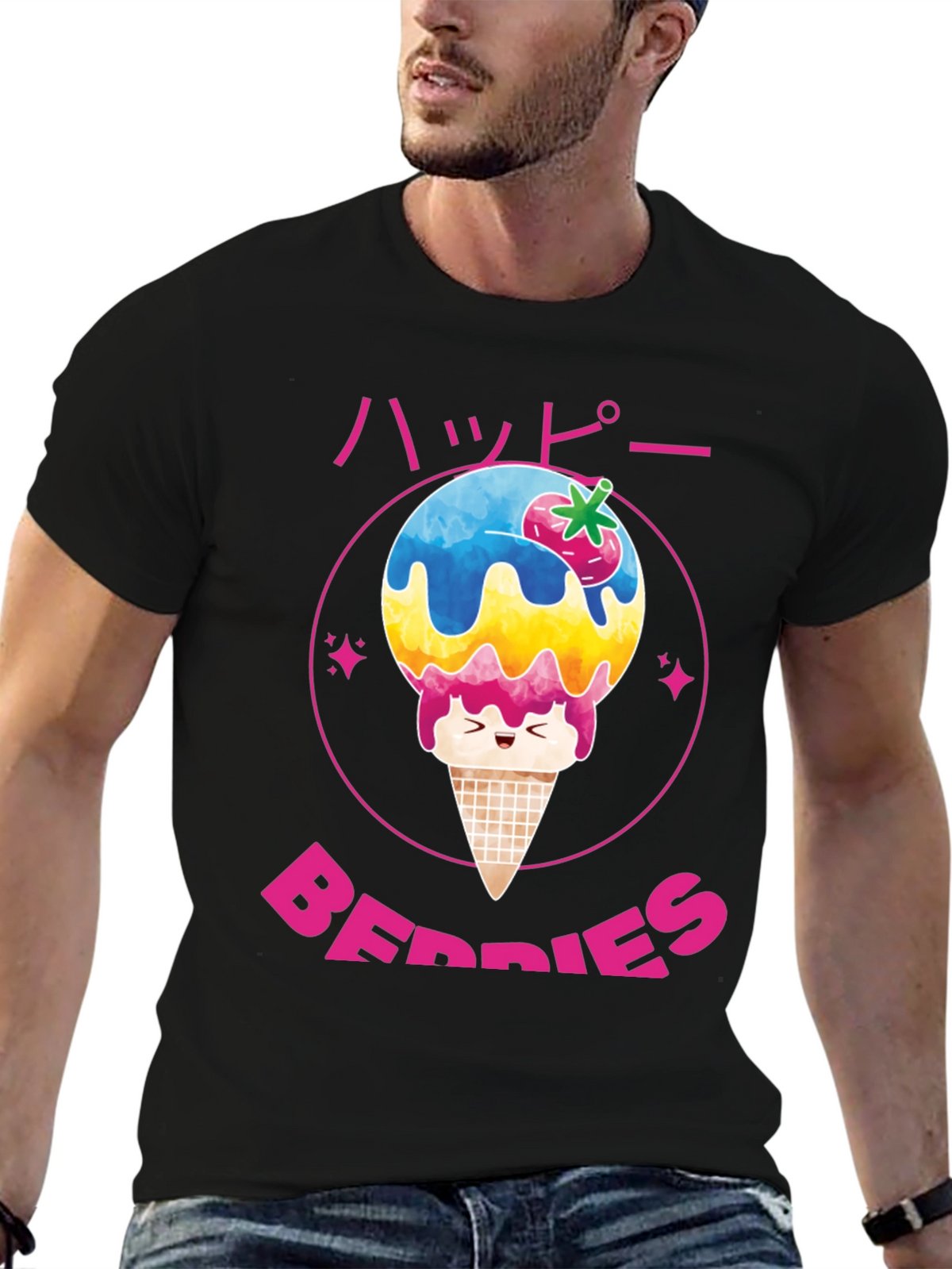 Happy Berries Ice Cream Graphic T-Shirt