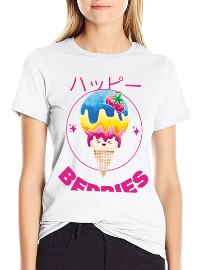 Happy Berries Ice Cream Graphic T-Shirt