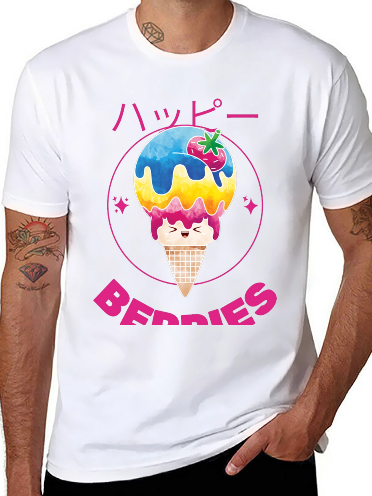 Happy Berries Ice Cream Graphic T-Shirt