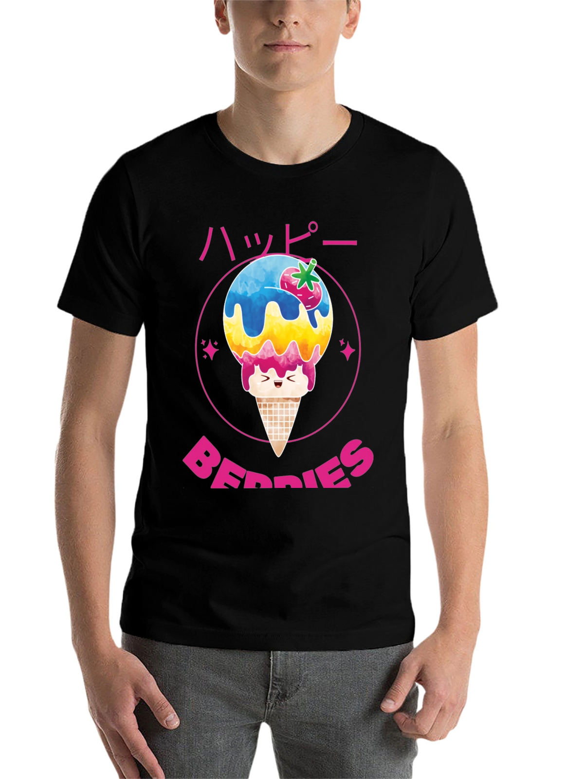 Happy Berries Ice Cream Graphic T-Shirt