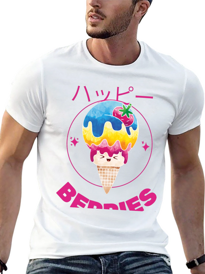 Happy Berries Ice Cream Graphic T-Shirt