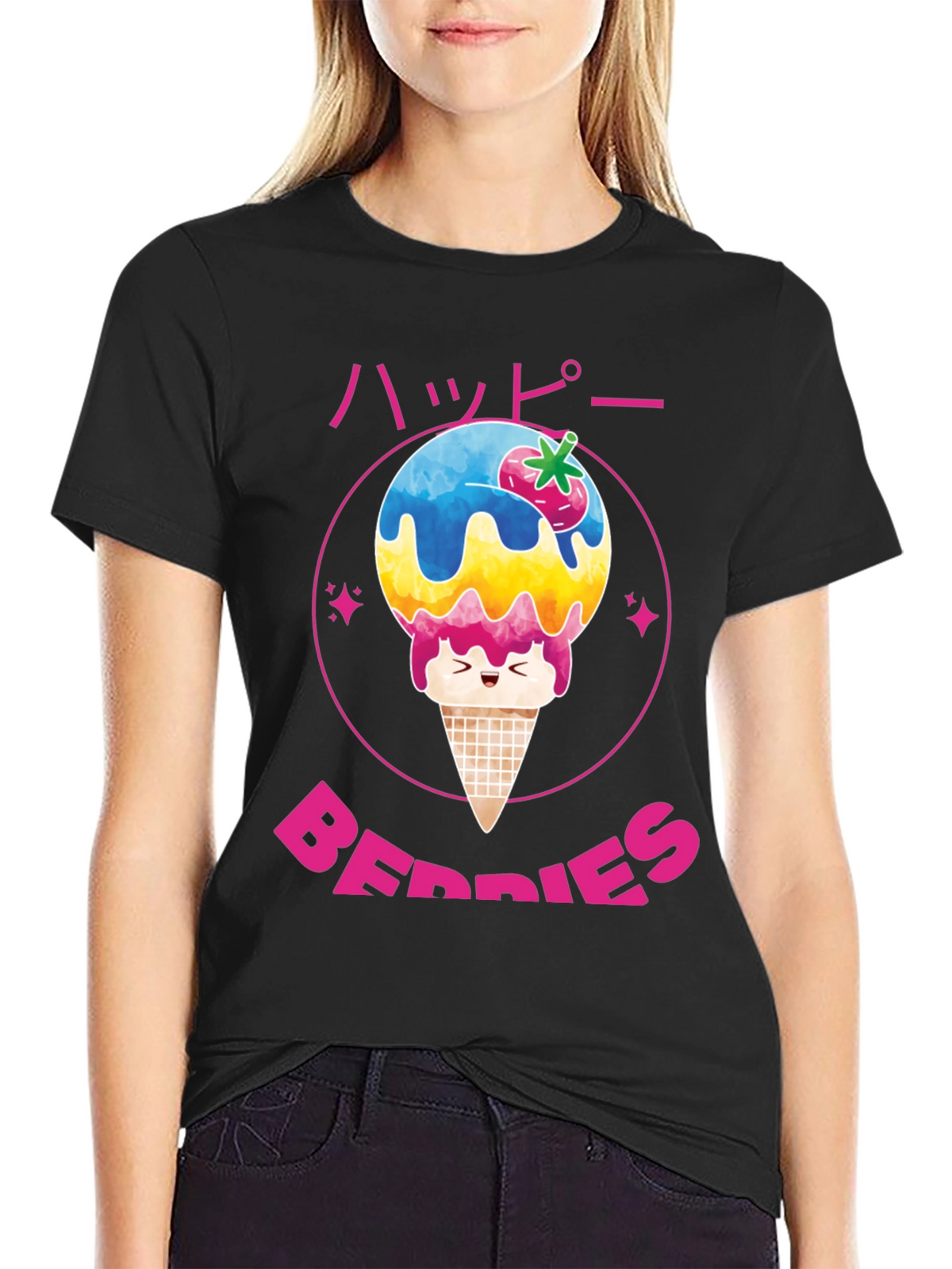 Happy Berries Ice Cream Graphic T-Shirt