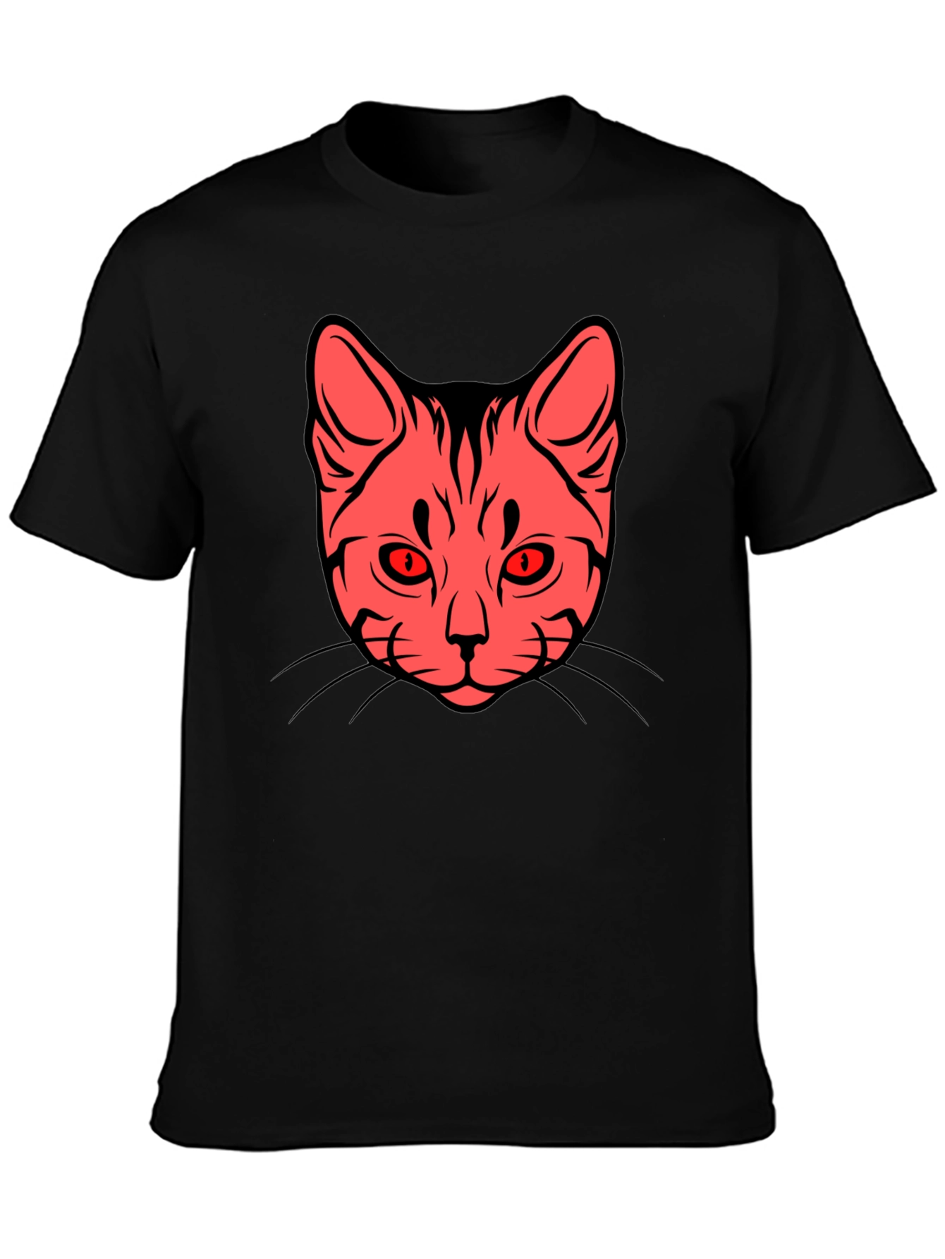 Cat Face Graphic Tee - Stylish Black T-Shirt