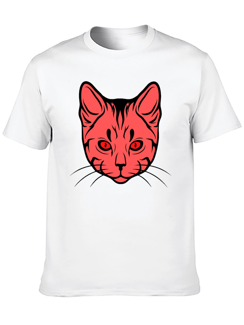 Cat Face Graphic Tee - Stylish Black T-Shirt
