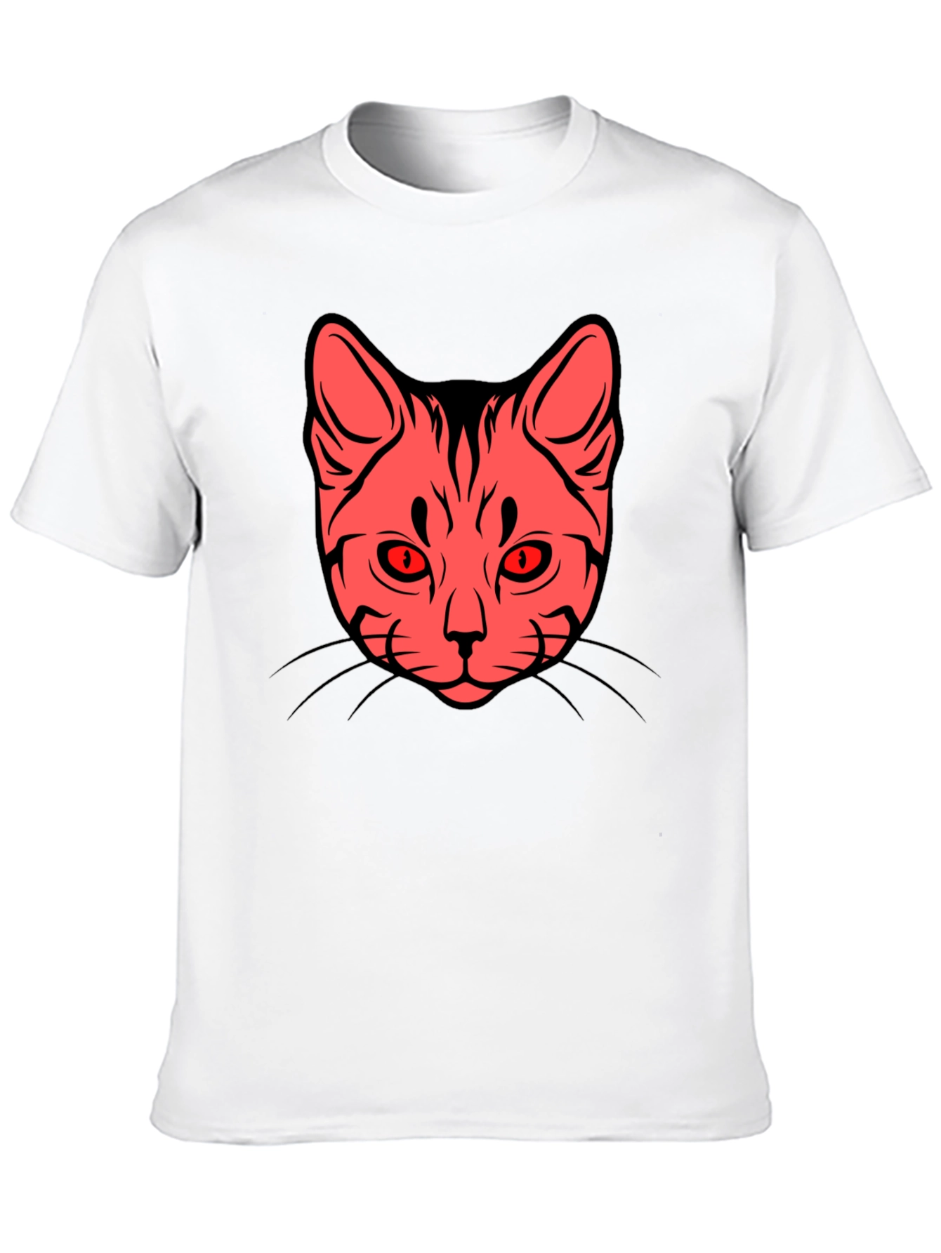 Cat Face Graphic Tee - Stylish Black T-Shirt
