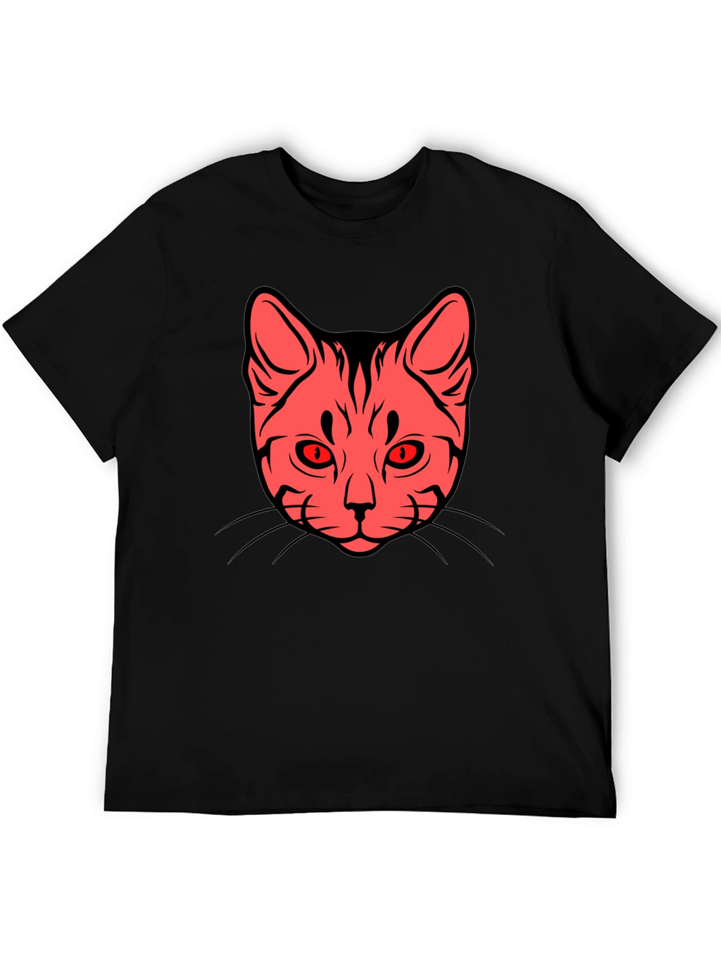 Cat Face Graphic Tee - Stylish Black T-Shirt
