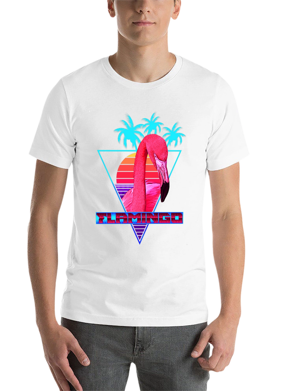 Retro Flamingo Graphic Tee - Black