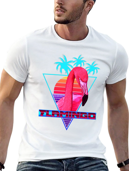 Retro Flamingo Graphic Tee - Black