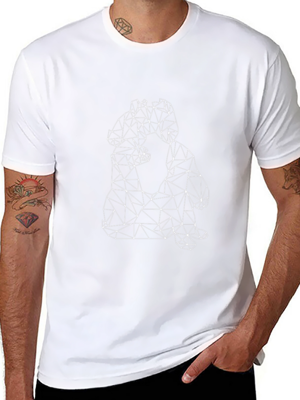 Geometric Animal Print Black T-Shirt