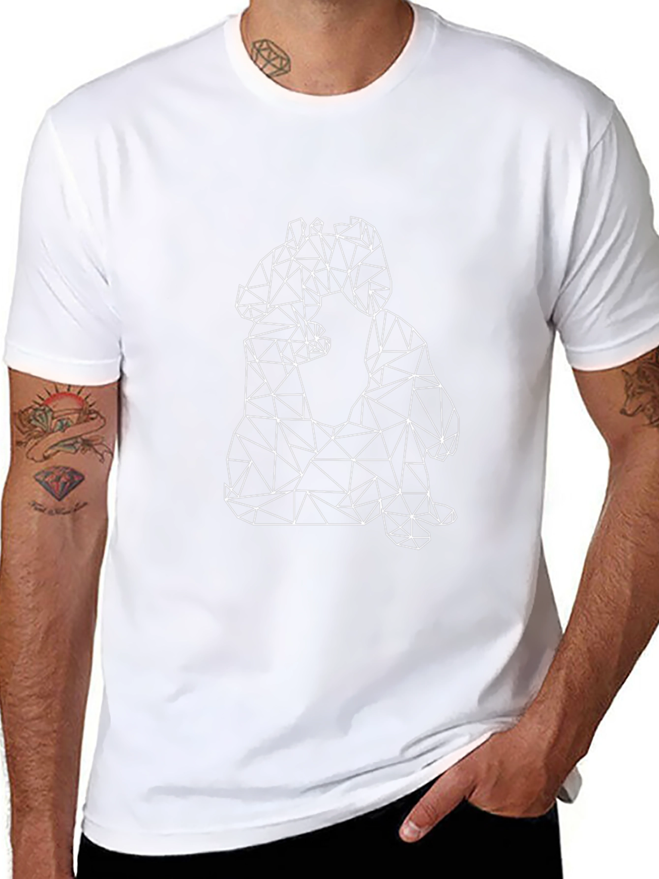 Geometric Animal Print Black T-Shirt