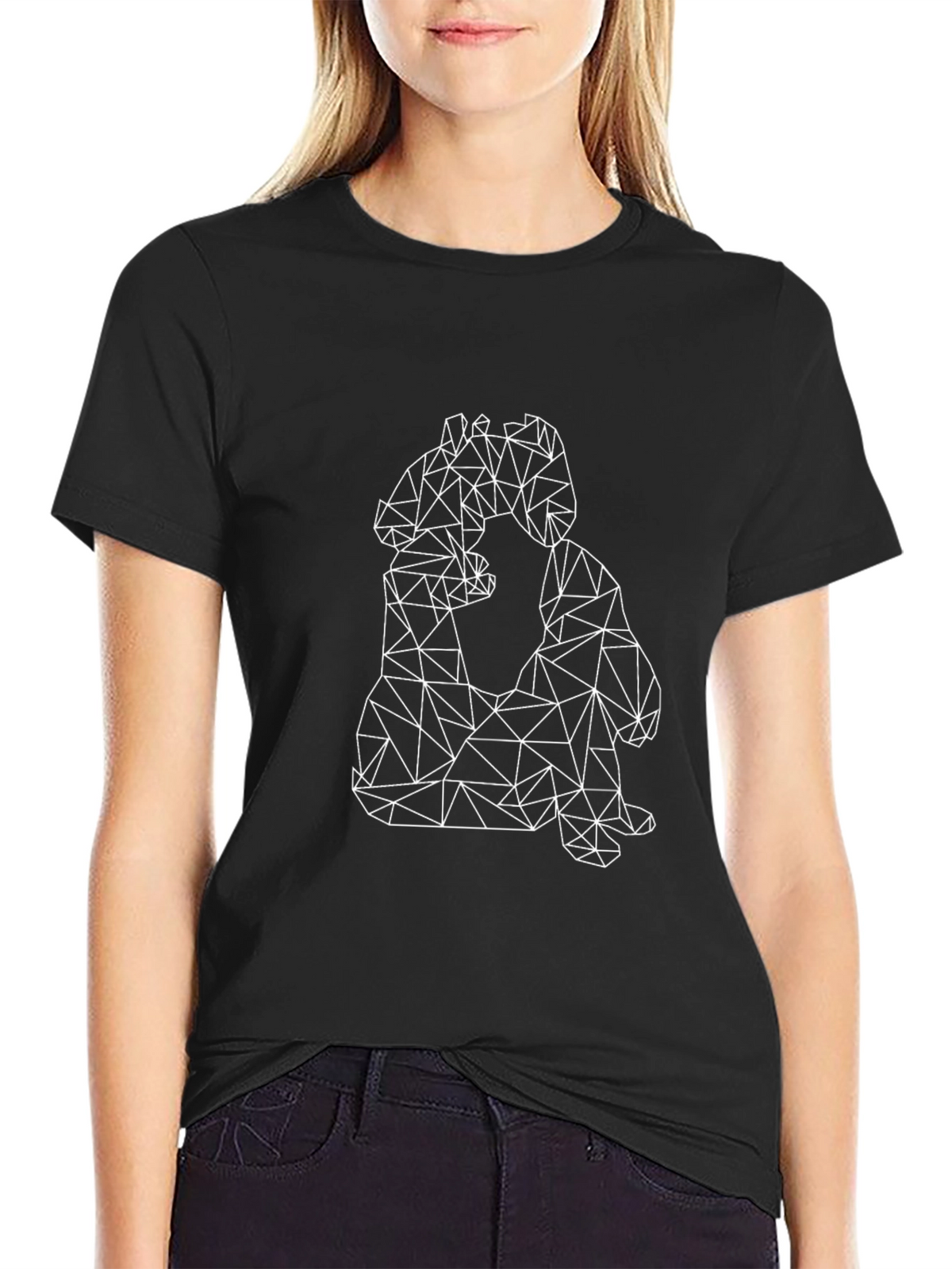 Geometric Animal Print Black T-Shirt