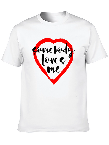 Somebody Loves Me T-Shirt - Black with Red Heart