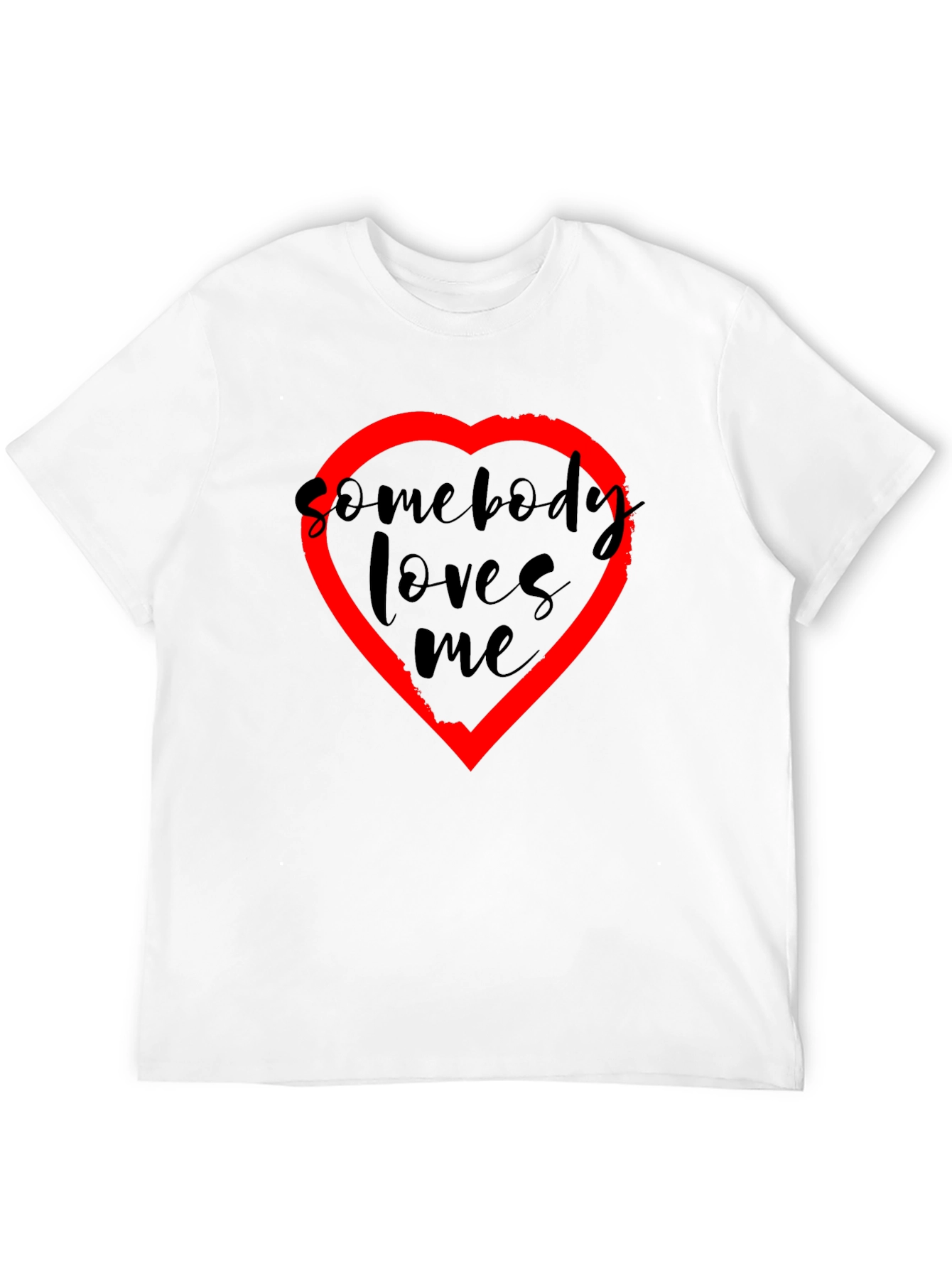 Somebody Loves Me T-Shirt - Black with Red Heart
