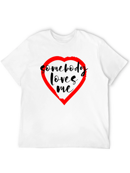 Somebody Loves Me T-Shirt - Black with Red Heart