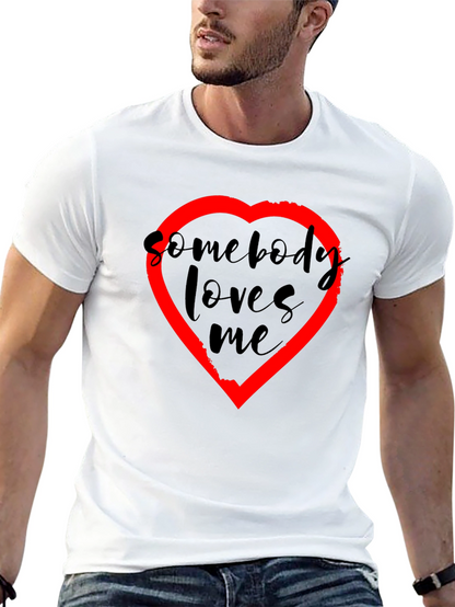 Somebody Loves Me T-Shirt - Black with Red Heart