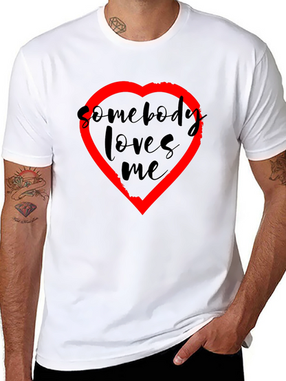 Somebody Loves Me T-Shirt - Black with Red Heart