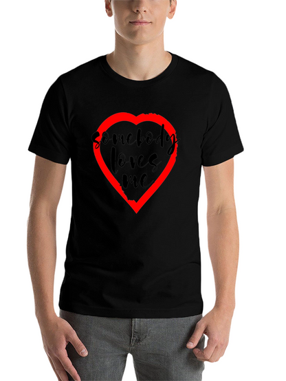 Somebody Loves Me T-Shirt - Black with Red Heart