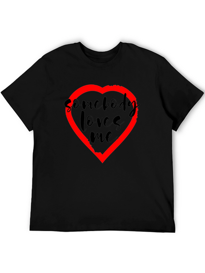Somebody Loves Me T-Shirt - Black with Red Heart