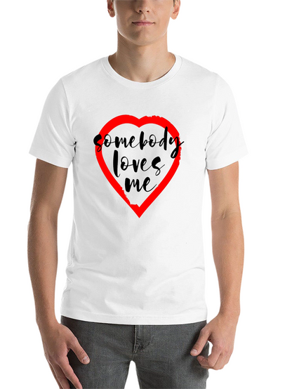 Somebody Loves Me T-Shirt - Black with Red Heart