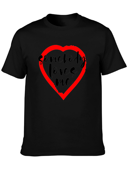 Somebody Loves Me T-Shirt - Black with Red Heart