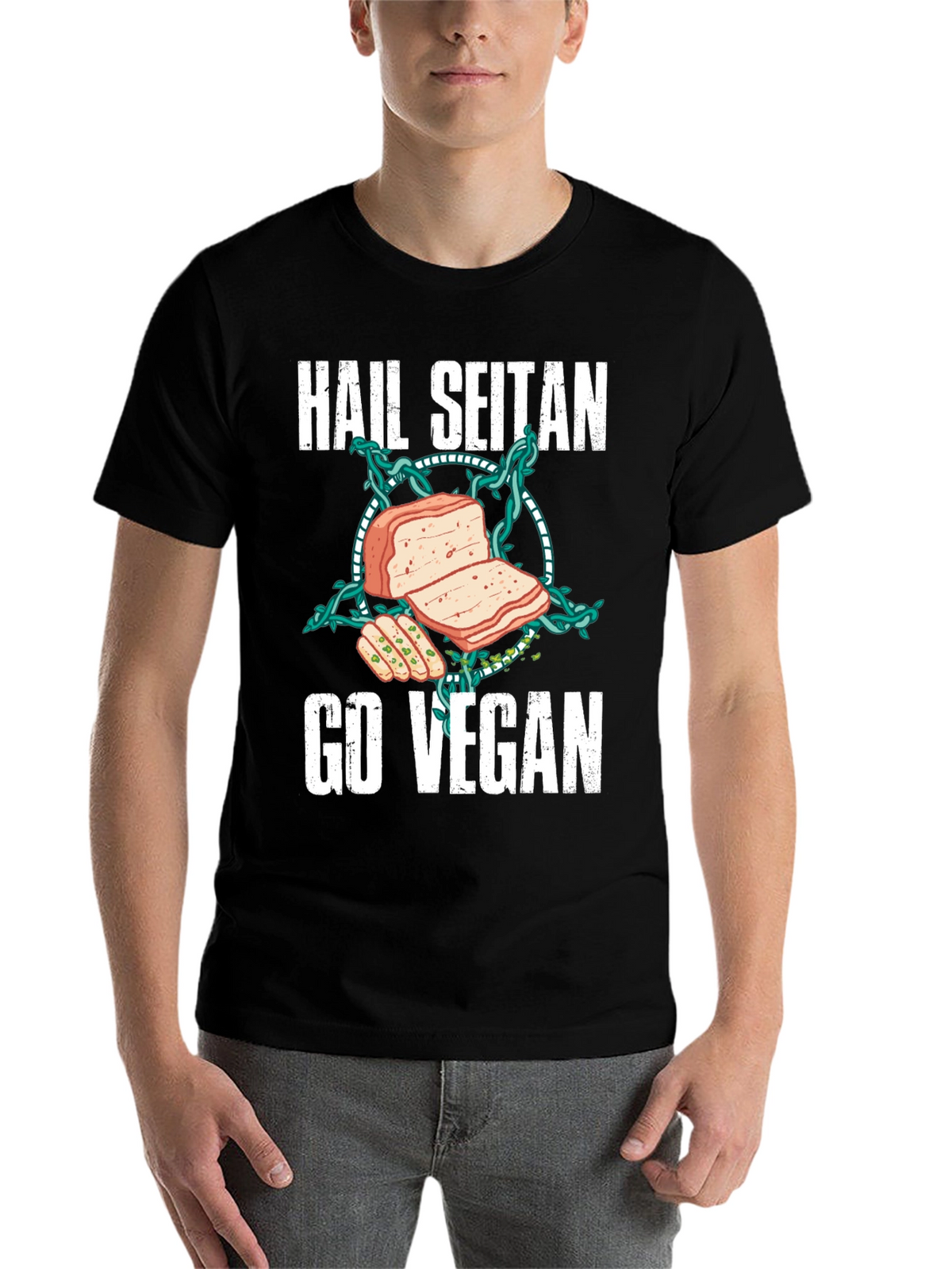 Hail Seitan Go Vegan Funny T-Shirt