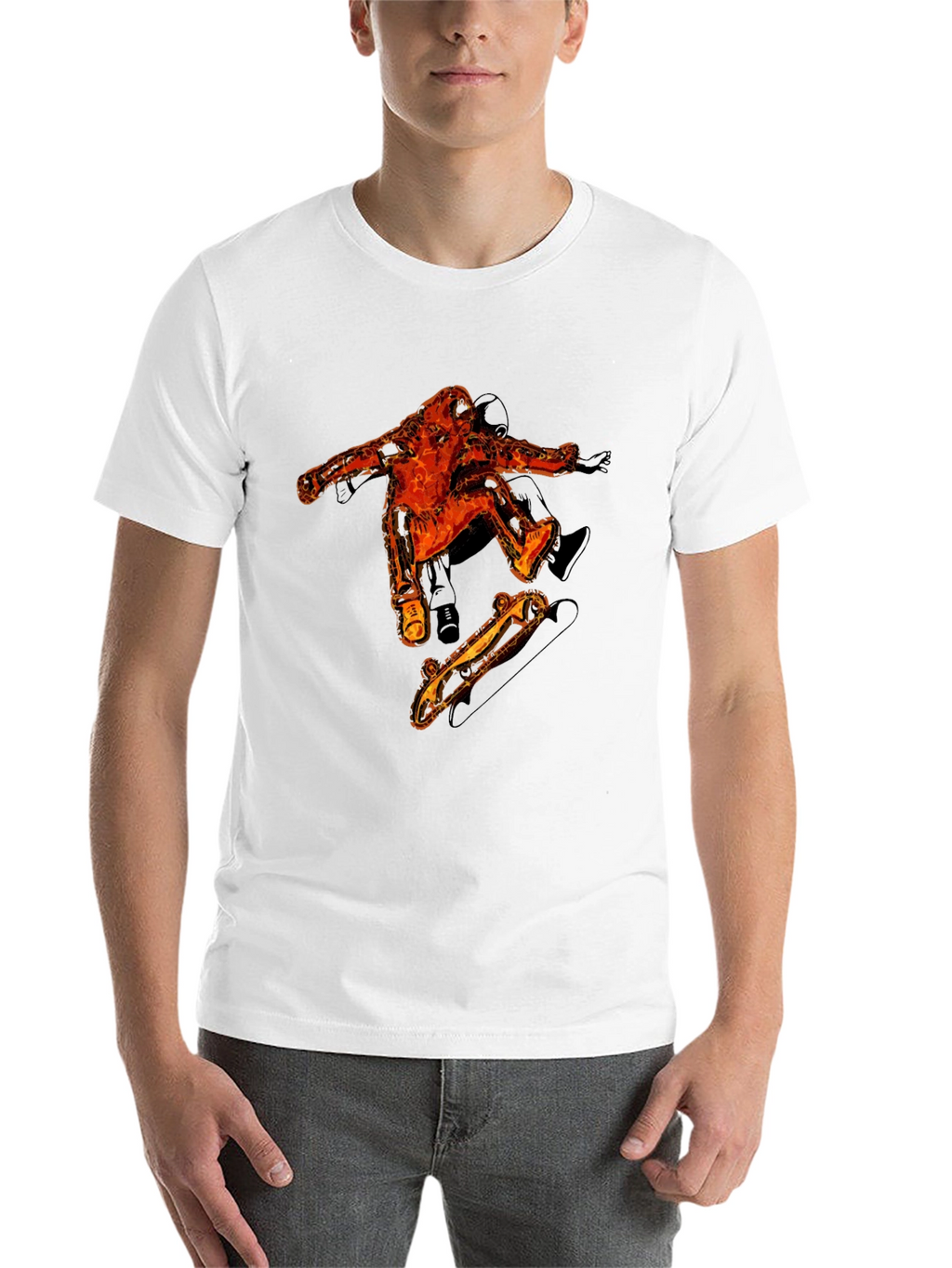 Fiery Skater Graphic Tee - Black Cotton T-Shirt