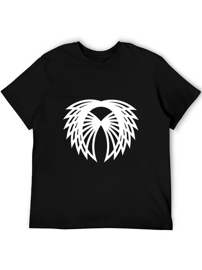 Modern Geometric Graphic Tee - Black Cotton Blend