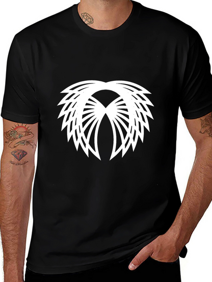Modern Geometric Graphic Tee - Black Cotton Blend