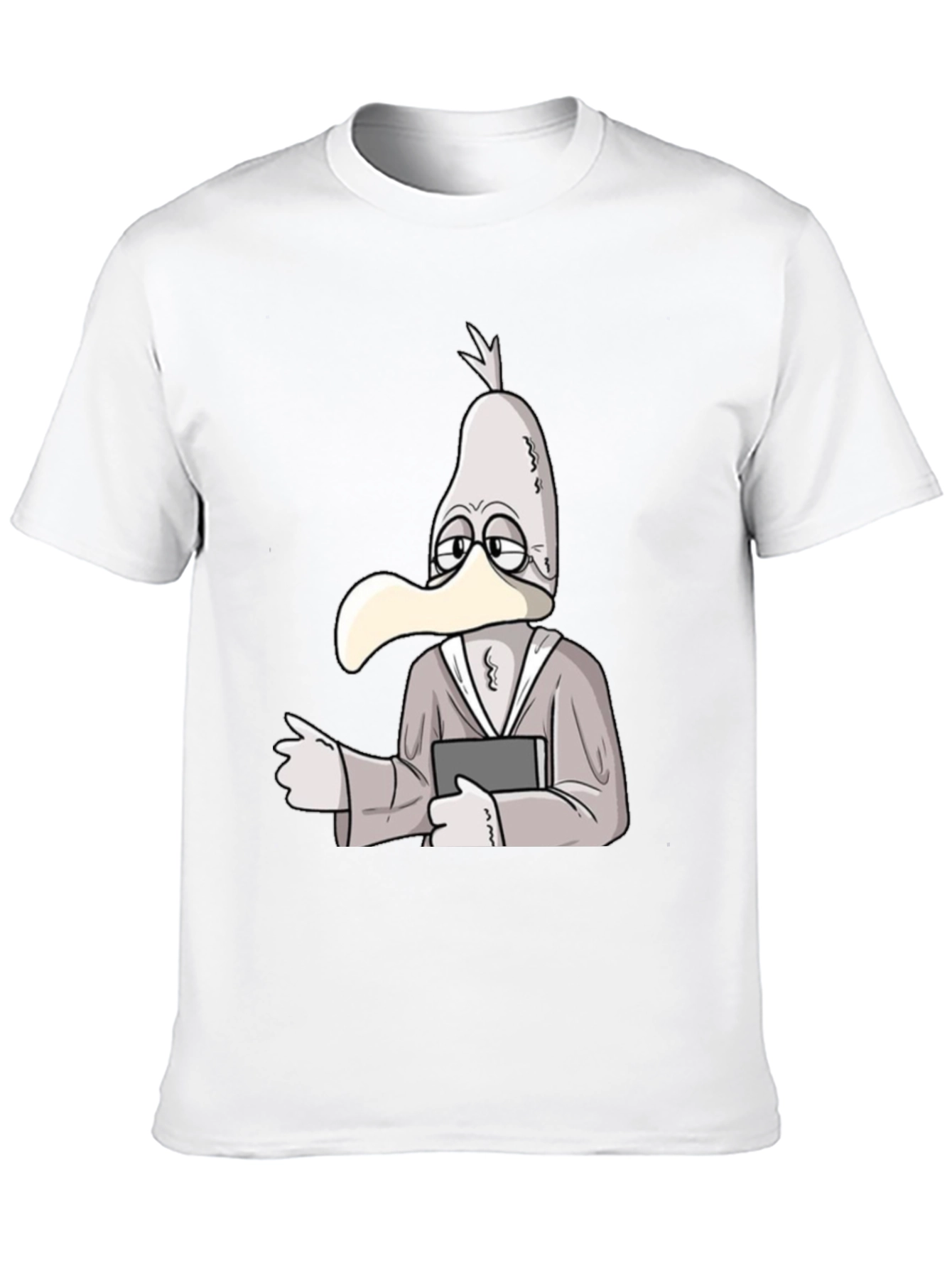 Cartoon Seagull Teacher Black T-Shirt