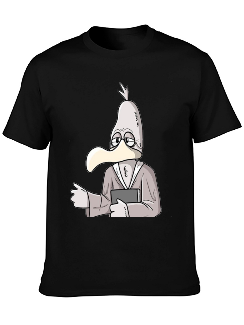 Cartoon Seagull Teacher Black T-Shirt
